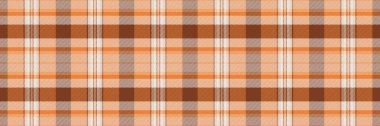 Profesyonel kusursuz kontrol kumaşı, vektör tartan dokusunu örtün. Yol ekose arka plan deseni turuncu ve beyaz renk paletinde tekstil.