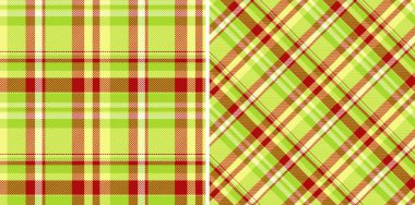 Dikensiz tartan desenli tekstil kumaş ekoseli vektör dokusu kontrolü. Moda ve tasarımda ringa kemiği desenleri için noel renkleriyle ayarlanmış.