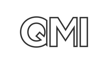 QMI logo tasarım şablonu güçlü ve modern kalın metinlerle. Basit ve minimal tipografi içeren ilk tabanlı vektör logosu. Moda şirket kimliği.