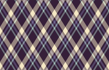 Argyle geometrik eşkenar dörtgenin kusursuz deseni. Harlequin duvar kağıdı tasarımını kontrol et. Web geçmişi için klasik elmas şekilli tekstil malzemesi, baskı kumaşı, kazak, ambalaj kağıdı, hediye kartı, davetiye.