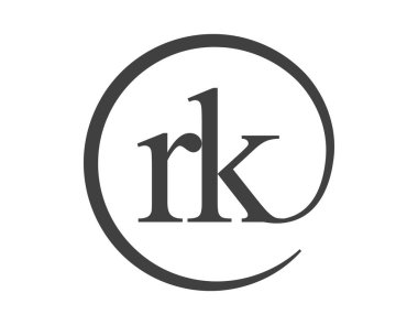 RK logosu, daire şeklinde e-posta işareti tarzında iki harften oluşuyor. R ve K iş şirketinin logosu