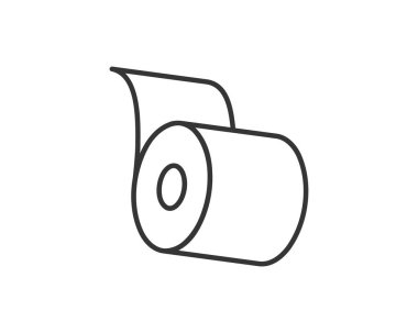 Tuvalet kağıdı rulosu veya tüp ikonu tasarımı, wc için şablon. Banyo temizliği ikonları, mutfak havlusu. Boş yumuşak kaydırma ürünleri.