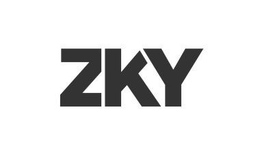 ZKY logo tasarım şablonu güçlü ve modern kalın metin ile. Basit ve minimal tipografi içeren ilk tabanlı vektör logosu. Moda şirket kimliği.