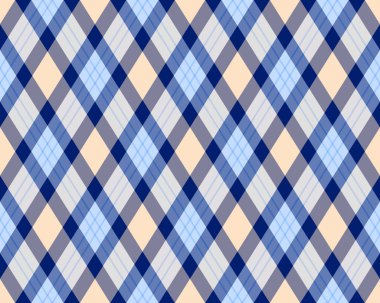 Argyle geometrik eşkenar dörtgenin kusursuz deseni. Harlequin duvar kağıdı tasarımını kontrol et. Web geçmişi için klasik elmas şekilli tekstil malzemesi, baskı kumaşı, kazak, ambalaj kağıdı, hediye kartı, davetiye.