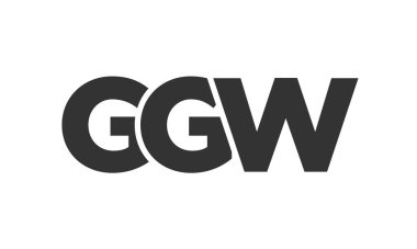 GGW logo tasarım şablonu güçlü ve modern kalın metinlerle. Basit ve minimal tipografi içeren ilk tabanlı vektör logosu. Moda şirket kimliği.