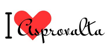 Yunanistan 'ın Asprovalta şehrini seviyorum. Kırmızı kalpli el yazısıyla yazılmış mektuplar. Vektör illüstrasyonu, modern tasarım