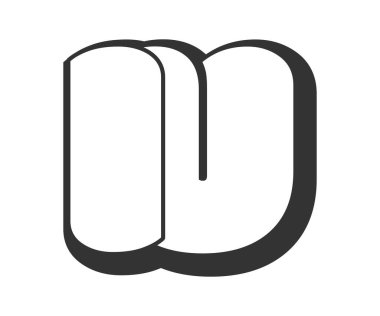 IU logosu, karikatür harfleri, graffiti stili siyah beyaz siluet. Festival partisi, kişisel baş harfler, çocuklar için moda anaokulu ve U mektup metni..