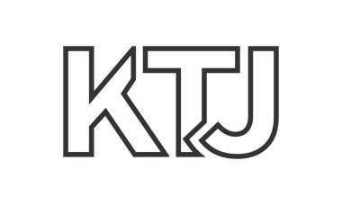 KTJ logo tasarım şablonu güçlü ve modern kalın metin ile. Basit ve minimal tipografi içeren ilk tabanlı vektör logosu. Moda şirket kimliği.