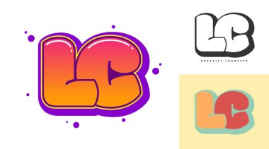 Festival ya da parti için LC logo tasarımı. İlk harf I ve C graffiti tarzında. Yazı tipi tipografisinin yaratıcı modern harfleri. Çocukların trend logoti ya da kimliği.