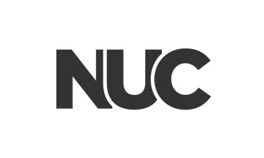 NUC logo tasarım şablonu güçlü ve modern kalın metin ile. Basit ve minimal tipografi içeren ilk tabanlı vektör logosu. Moda şirket kimliği.