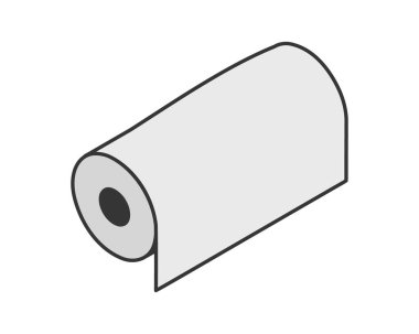 Tekstil rulo vektör simgesi. Kağıt tüp illüstrasyon tasarımı mutfak havlusu, halı, kaydırma ne adam ya da kumaş.