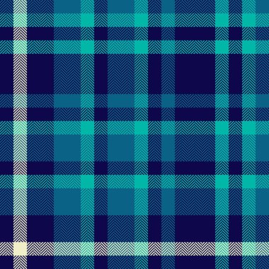 Mevsimlik vektör dokusu, neşeli tekstil ekose tartan. Boya desenli kumaş arka plan koyu ve cyan renk paletinde pürüzsüz.