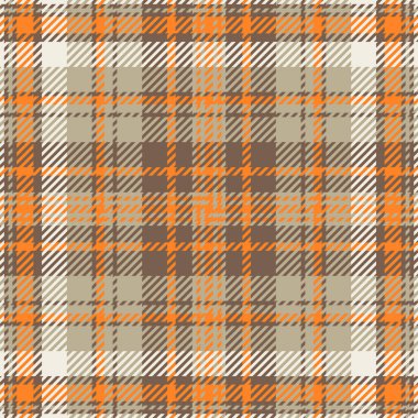 Düğün tekstil ekose kumaşı, karnaval arkaplan deseni dokusu. Flanel vektörsüz kumaş kontrolü turuncu ve pastel renk paleti ile.