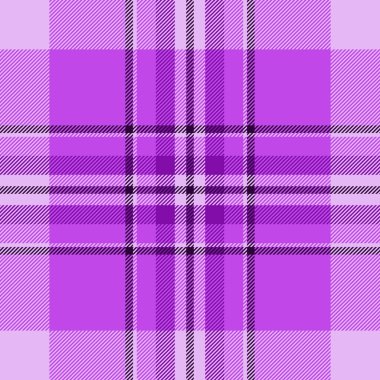 Terzi dokuyu kontrol ediyor. Ekose kumaş kumaşı mükemmel. Mor ve açık renk paletinde arkaplan tartan vektörünü ayır.