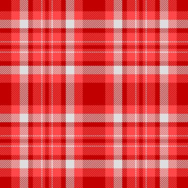 Ekose desenli arka plan, fibröz kumaş kontrolü. Kırmızı ve gainsboro renk paleti ile dikişsiz tartan doku vektörü.