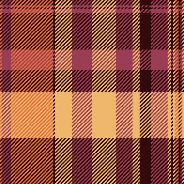 Pantolon tekstil tartan, tazı vektör ekose arka plan. Turuncu ve koyu renk paletinde yaşlanmış desensiz kumaş dokusu.