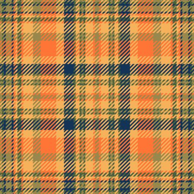 Minimalist desensiz ekoseli, desenli tekstil tartan vektörü. İskoç kumaşı arka plan dokusunu turuncu ve turuncu kabuk renk paletinde kontrol et.
