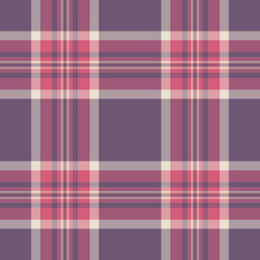 Grafik tartan çeki, kusursuz, geometrik desenli tekstil ekose. Pastel ve pembe renk paletinde çağdaş vektör arkaplan dokusu.