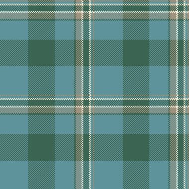 Ekoseli kumaş, okul tartan vektör arkaplanı. Cyan ve nane renkleri paletinde desensiz desen kontrolü yap.