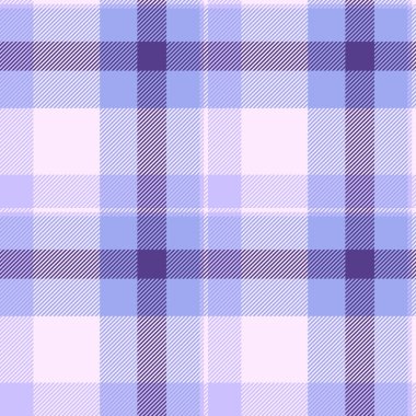 Garip tartan desenli, en iyi ekose vektör tekstili. Drapery dikişsiz kumaş kontrol arkaplanı beyaz ve mavi renk paleti.