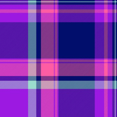 Kusursuz ekose kumaş, vektör kontrolü. Kelt dokusu kumaş deseni mor ve mavi renk paletinde.