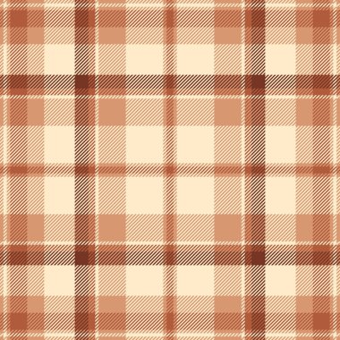 Ekose doku dokusu yükleniyor, birincil model kusursuz arka plan. Turuncu ve badem rengi paletinde tartan vektörünü katla.