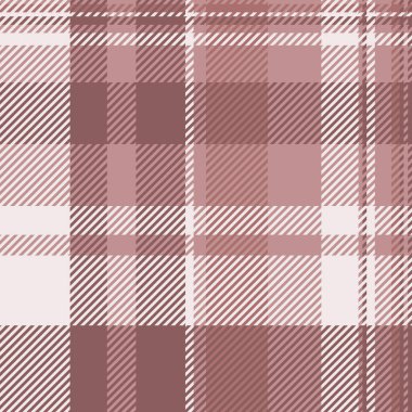 Kumaş vektörünü, ekose kumaş dokusunu kontrol et. Çatı katı tekstil arkaplan deseni kırmızı ve pembe kahverengi renk paletinde dikişsiz.