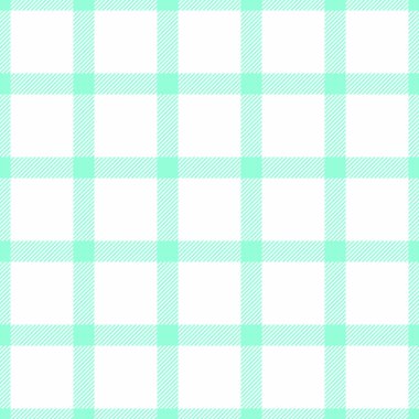 Tasarımcı ekose dokusu kusursuz, çizgili vektör kumaş kumaşı. 1960 'ların arkaplan denetimi tartan deseni nane ve beyaz renk paletinde.
