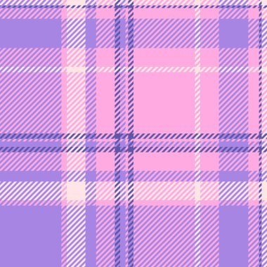Çevrimiçi desen ekose desen, sayfa vektör arkaplan kontrolü. Pembe ve menekşe renk paletinde kumaş dikişsiz tartan efekti.