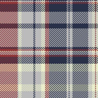 Serene kumaş tekstil kontrolü, retro dikişsiz tartan dokusu. Gümüş ve koyu renk paletinde gururlu arkaplan desenli ekose vektör.