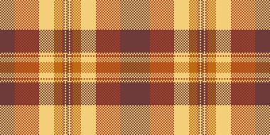 Banyo kumaş arkaplan deseni, yastık vektörü tartan tekstili. Bandana dikişsiz desen ekoseli kırmızı ve kehribar renk paletini kontrol et.