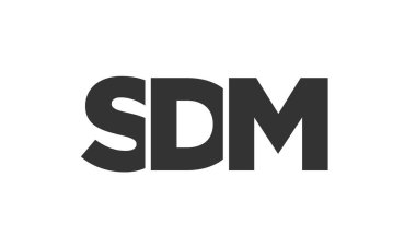 Güçlü ve modern kalın metin ile SDM logo tasarım şablonu. Basit ve minimal tipografi içeren ilk tabanlı vektör logosu. Moda şirket kimliği.