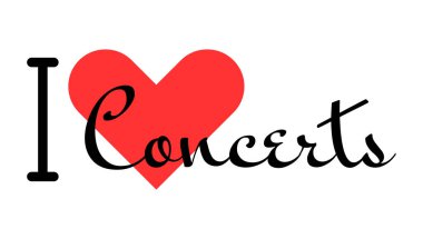 Yaratıcı sloganları severim. Kırmızı kalpli el yazısıyla yazılmış mektuplar. Vektör illüstrasyonu, modern tasarım harfleri