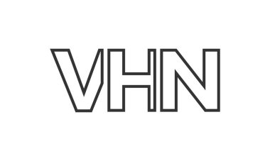 Güçlü ve modern kalın metinli VHN logo tasarım şablonu. Basit ve minimal tipografi içeren ilk tabanlı vektör logosu. Moda şirket kimliği.
