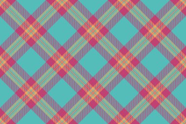 Performans tekstil arka plan tartanı, ekran vektör kumaş kontrolü. Hediye kartı deseni desenli, gök mavisi ve pembe renk paletinde ekosesiz..