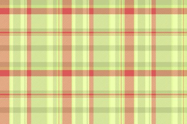 Dikey dikey vektör dokusu, bantsız tartan ekoseli. Endüstri motifi arka plan kumaşı kireç ve kırmızı renk paletinde.