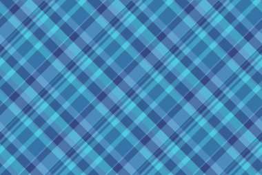 Aralık ayı tekstil vektörünü kontrol et, seksüel tartan desenli ekose. Cyan ve mavi renk paletinde eşit kumaşsız doku arkaplanı.