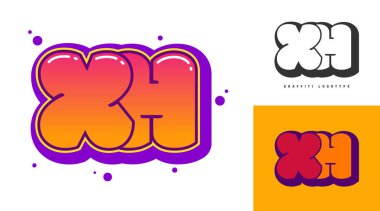 Festival ya da parti için XH logo tasarımı. Graffiti tarzında ilk harf x ve h. Yazı tipi tipografisinin yaratıcı modern harfleri. Çocukların trend logoti ya da kimliği.