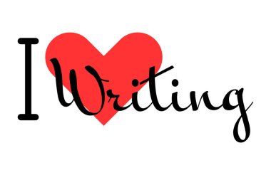 Yaratıcı slogan yazmayı seviyorum. Kırmızı kalpli el yazısıyla yazılmış mektuplar. Vektör illüstrasyonu, modern tasarım harfleri