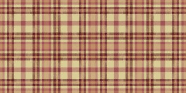Serene tartan çek tekstil, şapka arka planı ekose kumaş. Kırmızı ve sarı renk paletinde serbest desensiz vektör dokusu.