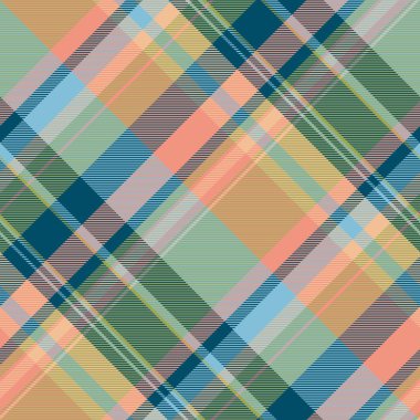 Üretim vektörü kumaş ekose, xmas tartan desenini kontrol et. Cyan ve kireç rengi palette sanatsal arka plan tekstil dokusu.