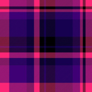 Endüstriyel arka plan ekoseli tartan, kusursuz vektör modeli pazarlama. Renkli kumaş dokusu çivit ve pembe renk paletinde tekstil kontrolü.