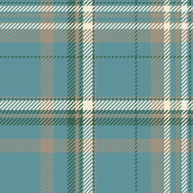 Yetenekli tartan vektörü, ekose kumaş boyası. Cyan ve Pastel renk paletinde egzotik kumaş şablonu kontrol arkaplanı.
