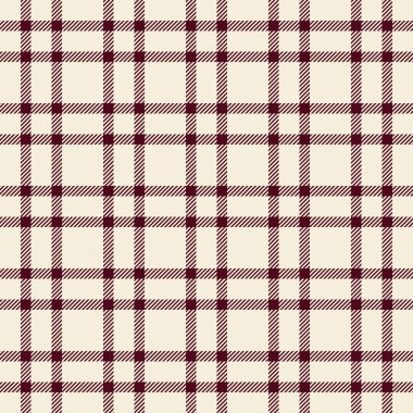 Mutlu dikişsiz ekose kumaş, kanepe desenli tartan. Antika beyaz ve kırmızı renk paletinde dekoratif vektör dokusu.