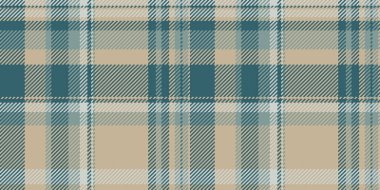 Sanatsal tekstil dikişsiz doku, geniş kontrol desenli kumaş. Pastel ve cyan renk paletinde tartan vektör eklentisi.