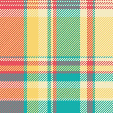 Deniz mavisi, sarı ve mercanda canlı çapraz ekoseli desen. Tekstil, web sitesi geçmişi ya da moda tasarımları için mükemmel.