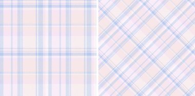 Elegant pastel plaid patterns.  Perfect for textile design, apparel, wallpaper, or website backgrounds. Two seamless variations: classic  diagonal checks. Soft, feminine color palette. clipart