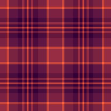 Sonsuz tartan arka plan tekstili, folklor desenli kumaş dikişsiz. İrlanda ekose desen vektörünü kırmızı ve pembe renk paletinde kontrol et.