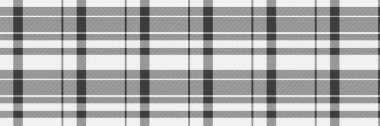 Ton, ekose desenli, poster, doku kontrolü vektörü. Beyaz ve gri renk paletinde rahat kumaş tartan arka plan tekstili.