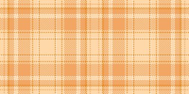 Dekor desenli tekstil, basit ekosesiz doku. Turuncu ve kumlu kahverengi renk paleti ile mükemmel kumaş arkaplan vektörü tartan.